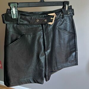 Little Bit of Spice Black Leather Belt Short by Vistique Small NWT